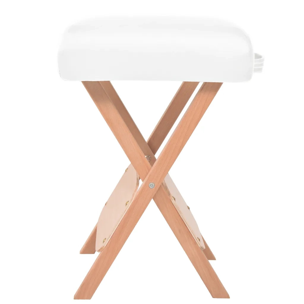 Sgabello da Massaggio Pieghevole Spessore Sedile 12 cm Bianco 110148