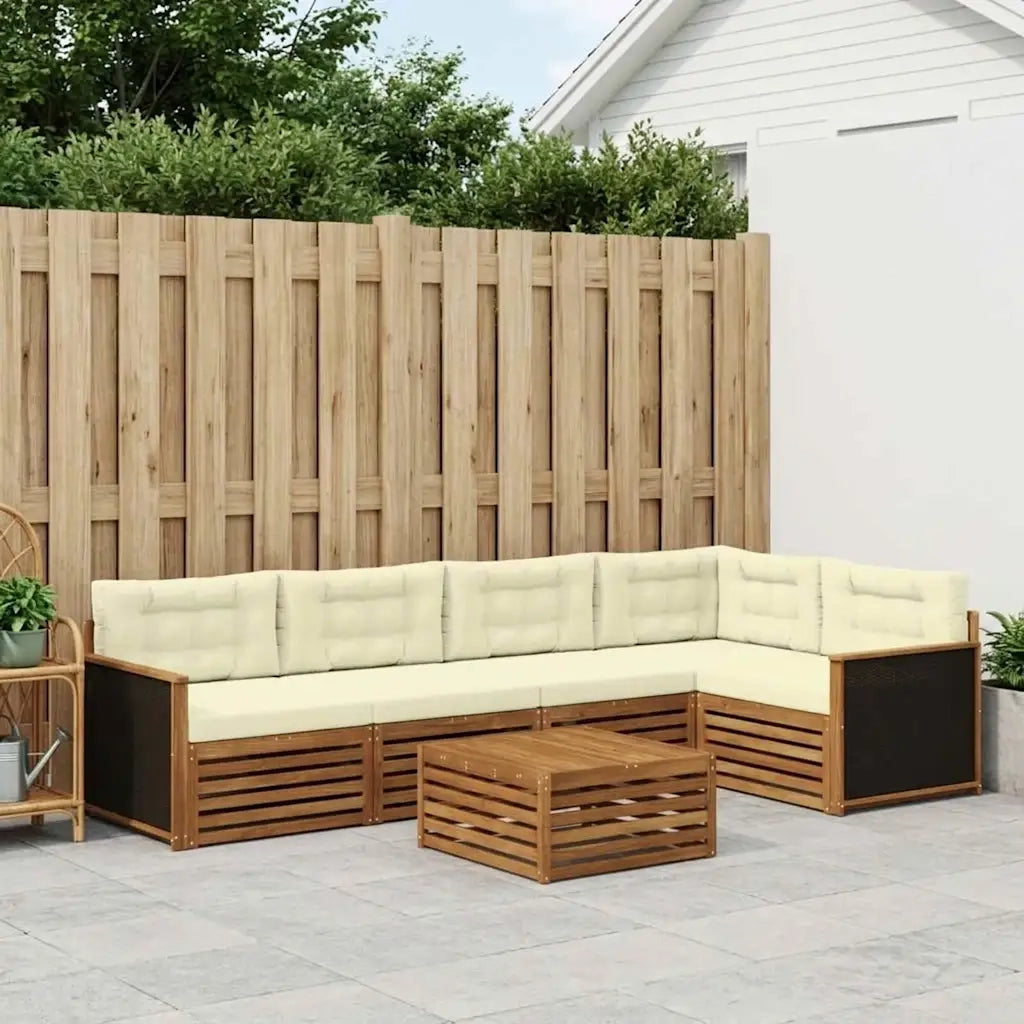 Set di divani da esterno 6 pcs Naturale e Crema 79 x 79 x 37 cm