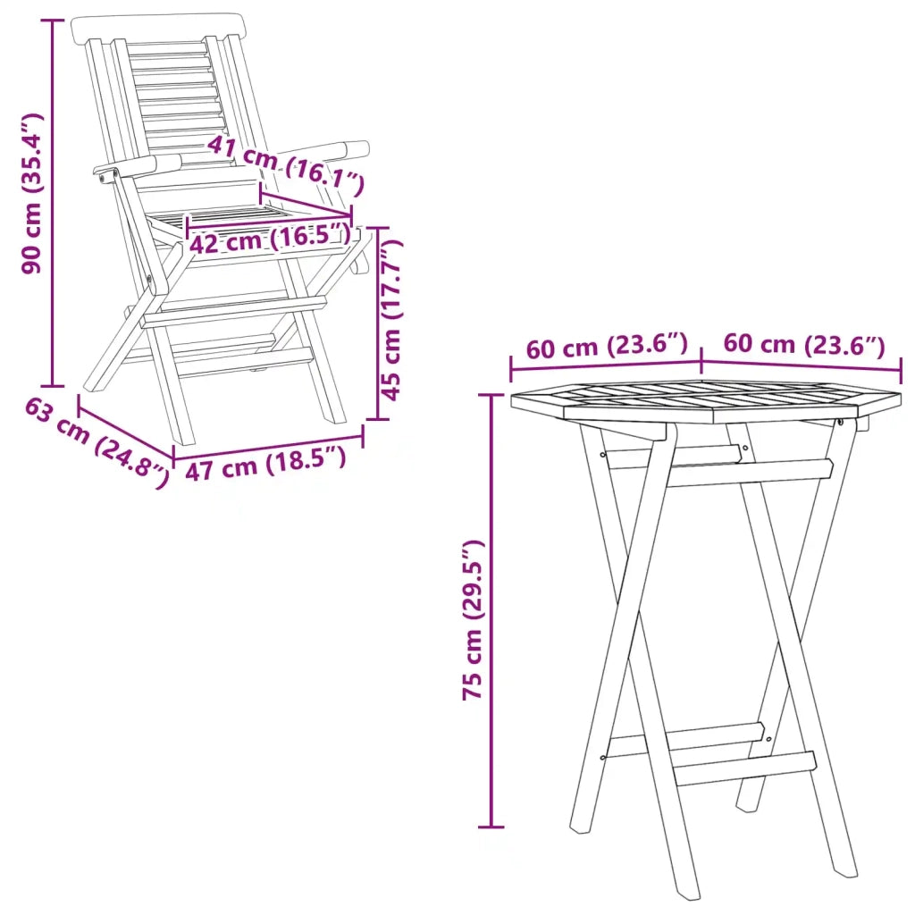 Set da Giardino 3 pz Marrone Legno Teak Massello 3437396
