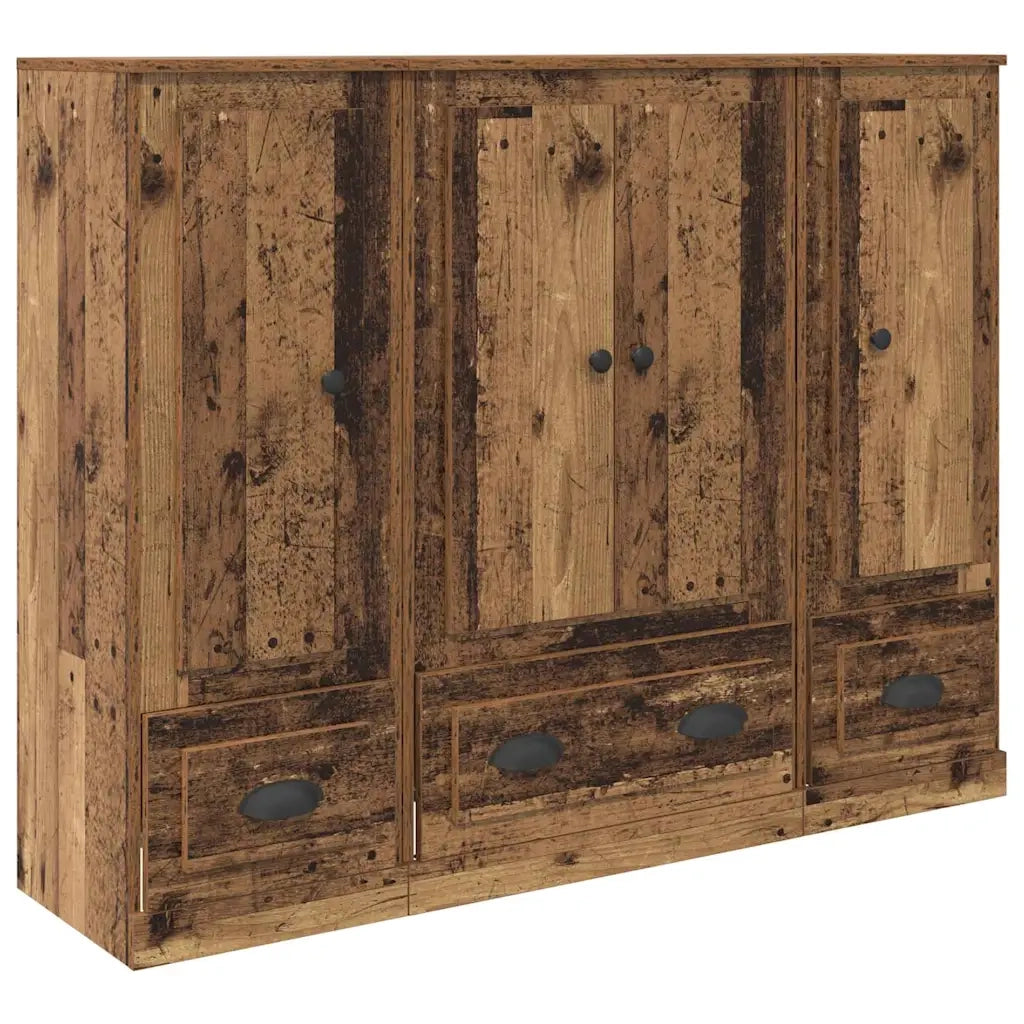 Credenza con cassetto 3 pz-Set di 3 Buffet-Armadio da cucina Legno vecchio Legno multistrato 871518