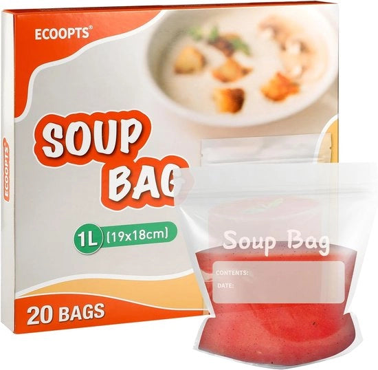 Borsa di Cucina 1000 ml - Borsa di Cucina Vetrata 235 x 184 cm - Borsa di Congelazione Spessa - Chiusura Aerea Doppia - Piatto per Versare - Borsa di Cucina Verticale per Alimentari confezioni congelate