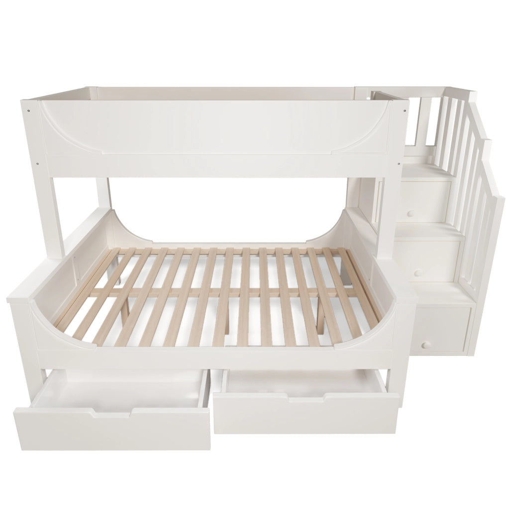 Letto a castello ULEVR bianco 90x200 e 140x200 cm con mobile scala e cassetti