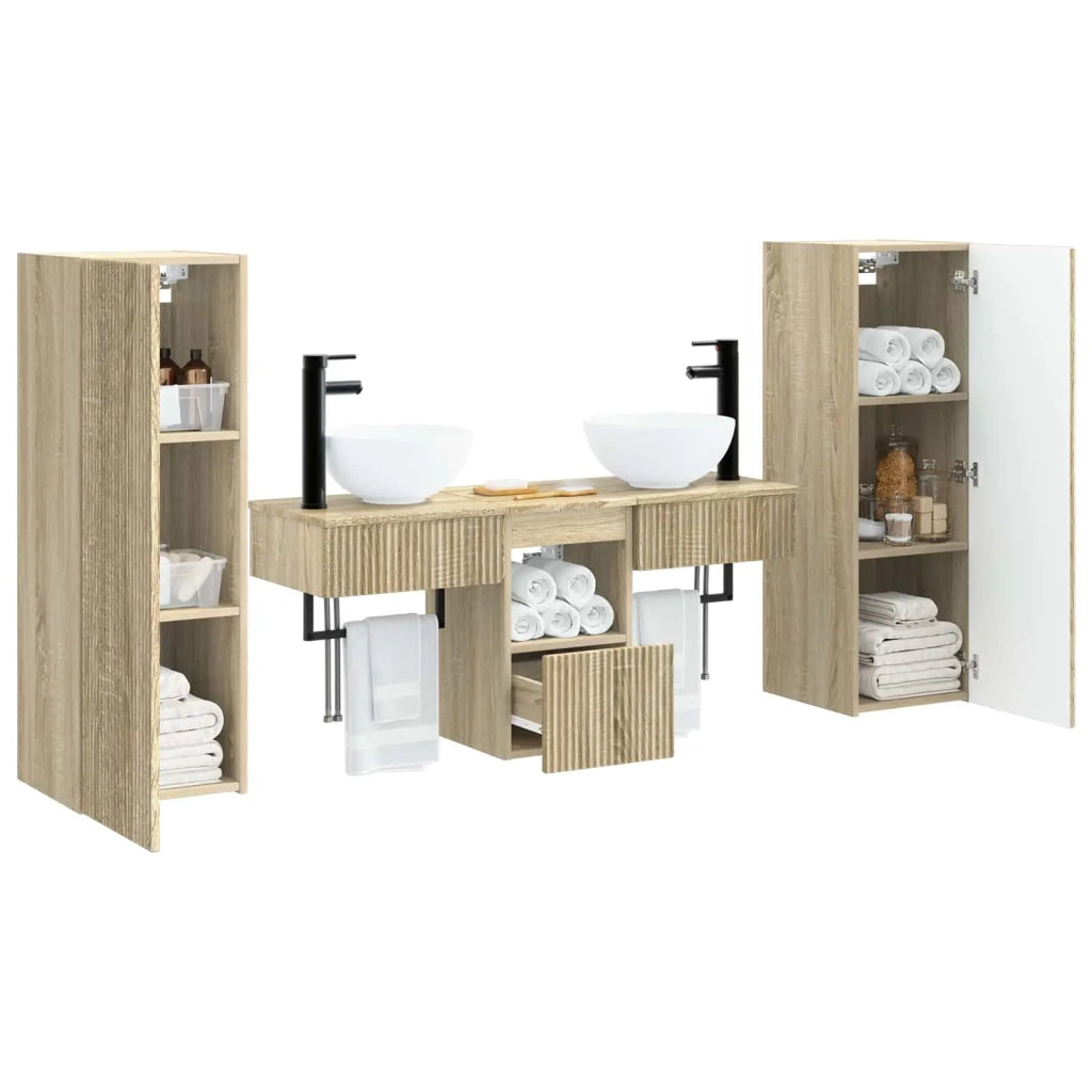 Set di mobili per il bagno 5 pz Rovere Sonoma 3405965