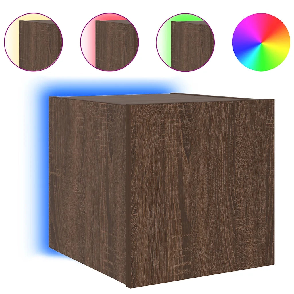 Mobili TV a Parete con Luci LED 2pz Rovere Marrone 30,5x35x30cm 837231