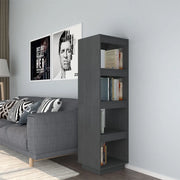 Libreria Divisorio-Scaffale per Libri-Mobile di Stoccaggio Grigio 40x35x135 cm in Massello di Pino