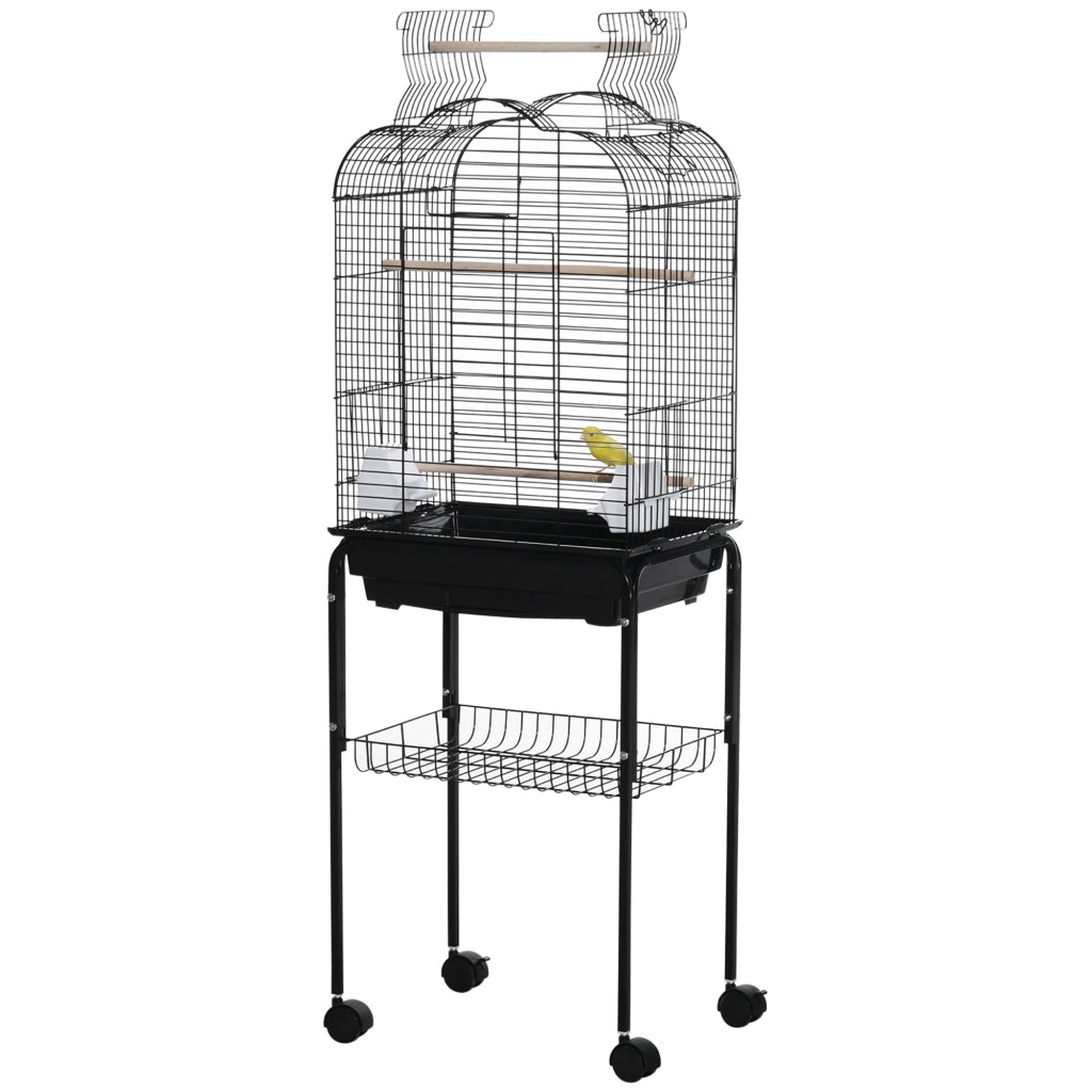 Gabbia per Uccelli da Giardino ¨C zephmum ¨C Nera, Acciaio, Legno, 46x36x130 cm
