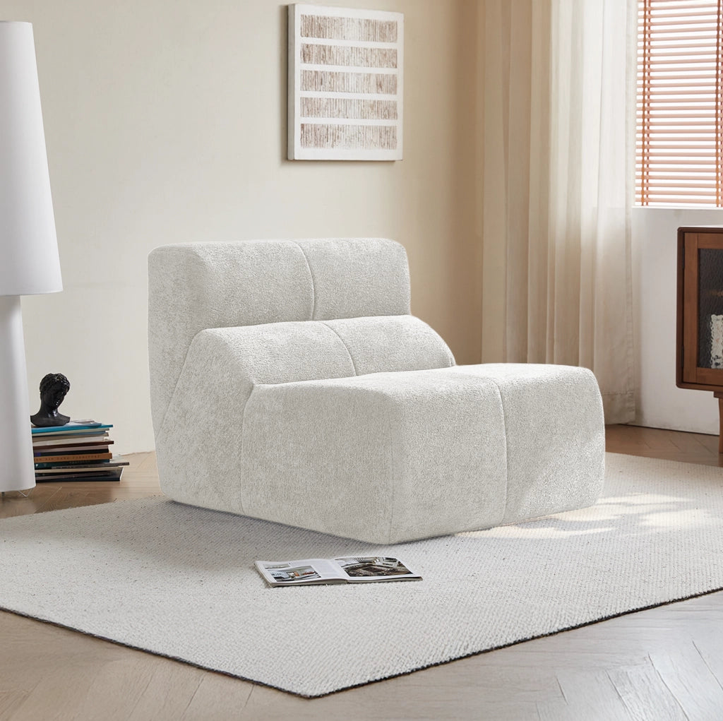 Poltrona compressa in velluto bianco 94x110 cm HOMVRA