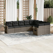Set Divano da Giardino 9 pz con Cuscini Grigio in Polyrattancod mxl 112948