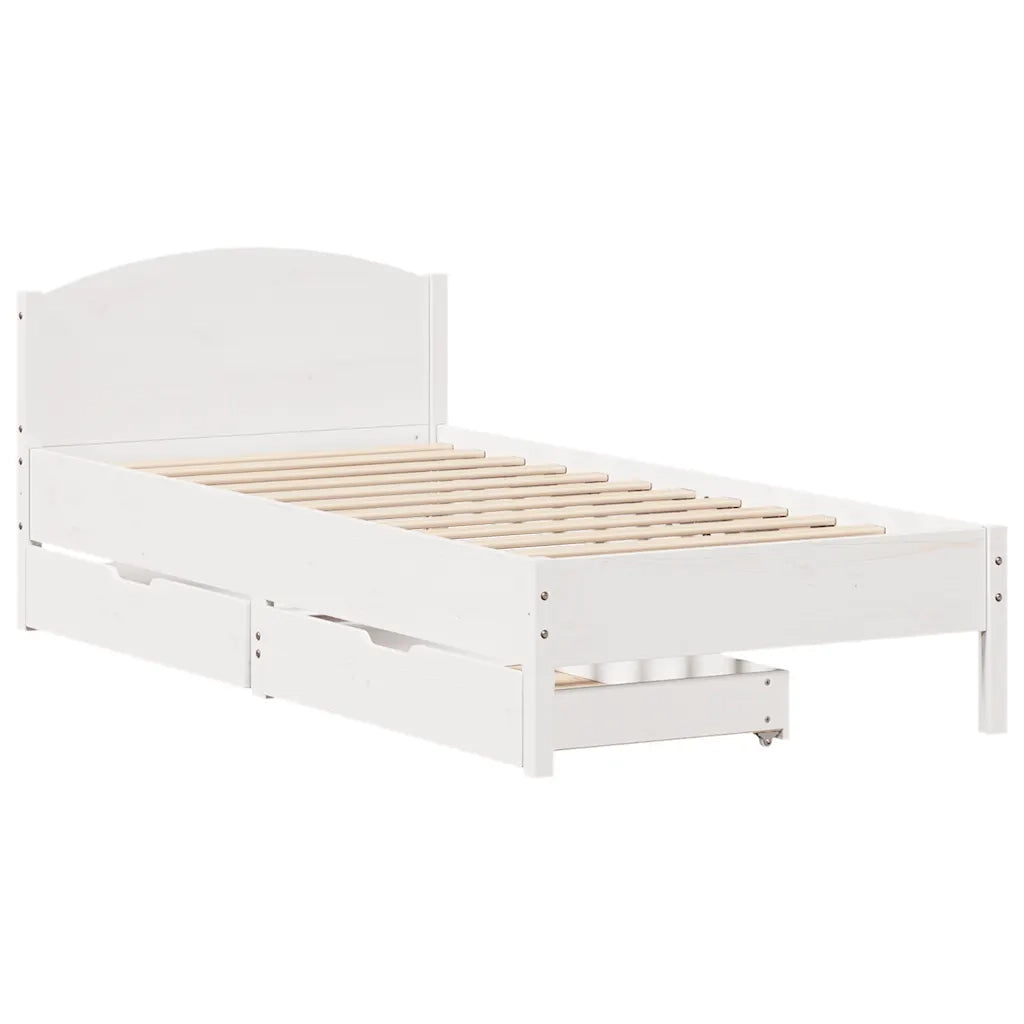 Letto singolo | Letto per adulti | Letto senza Materasso Bianco 90x200 cm Legno Massello di Pino