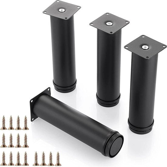4 gambe per tavolo da scrivere/letto/divano/armadio regolabili in acciaio inossidabile - 200 mm - nero