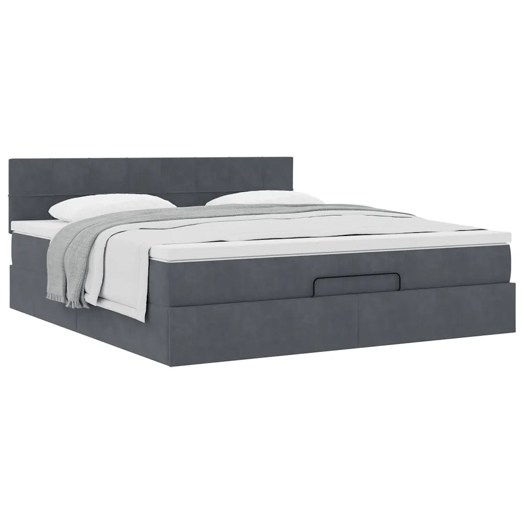 Struttura Letto Pouf con Materasso 160x200 cm in Velluto 3311784