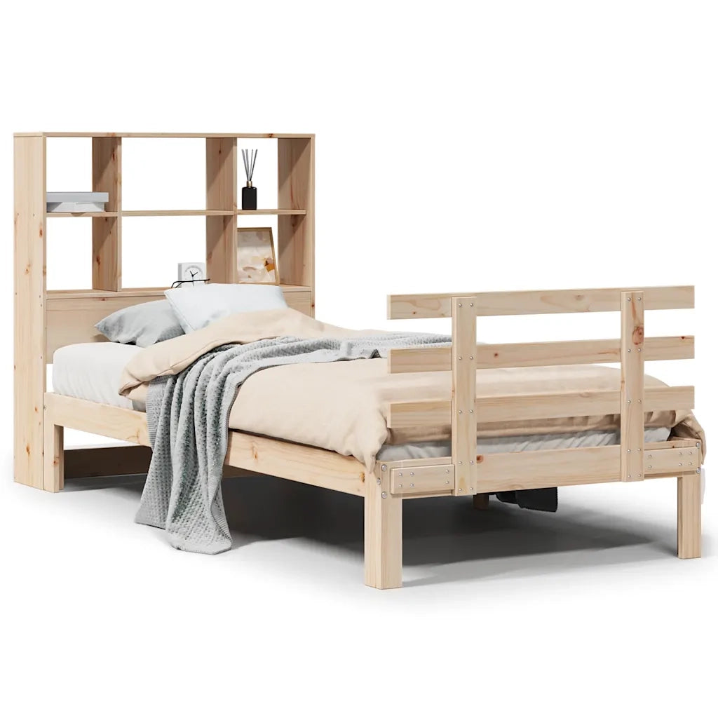 Letto Libreria senza Materasso 90x190 cm Legno Massello Pino 3322743