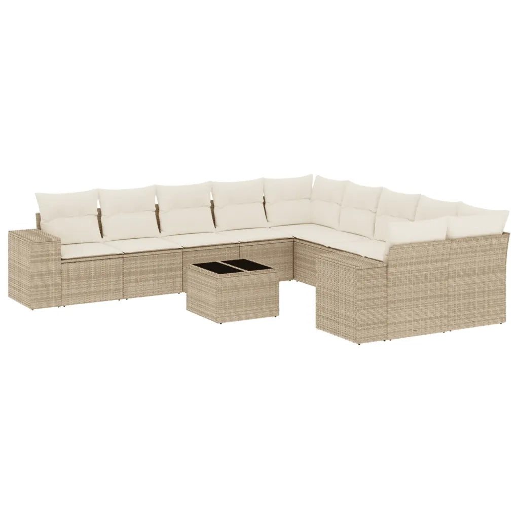 Set Divani da Giardino 11 pz con Cuscini Beige in Polyrattan 3223117