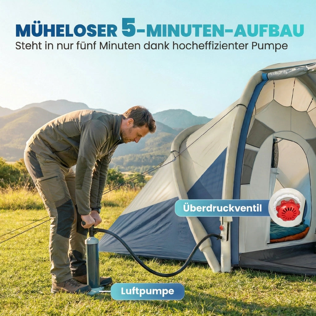 Tenda Gonfiabile 4 Persone ¨C zephmum ¨C 2 Camere da Letto con Finestra a Rete e Tettoia