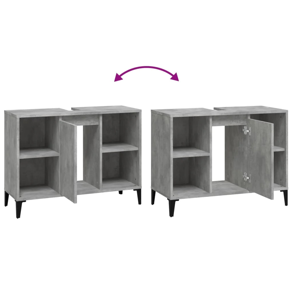 Mobile sottolavabo da bagno 80 x 33 x 60 cm in legno ingegnerizzato grigio 02_0006837