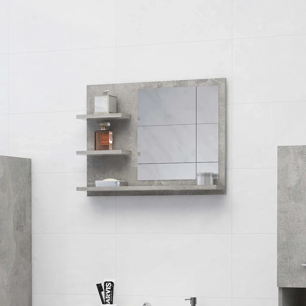 Specchio da Bagno Grigio Cemento 60x10,5x45 cm in Truciolato 805010