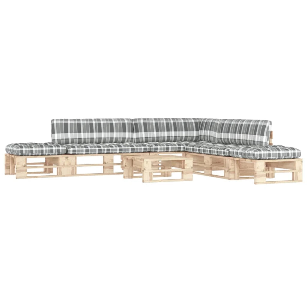 Mobili da giardino mobili da esterno Set di mobili su pallet da 6 pezzi con cuscini in legno di pino impregnato 02_0018483