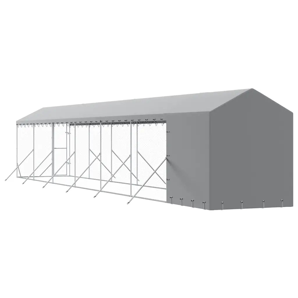 Cuccia Cani da Esterno Tetto Argento 2x14x2,5 m Acciaio Zincato 3190493