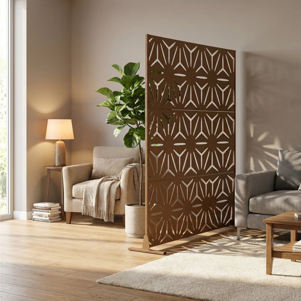 Pannello Divisorio Kilsturd in Acciaio Zincato con Motivo Decorativo 180x120 cm - Marrone casa.pro