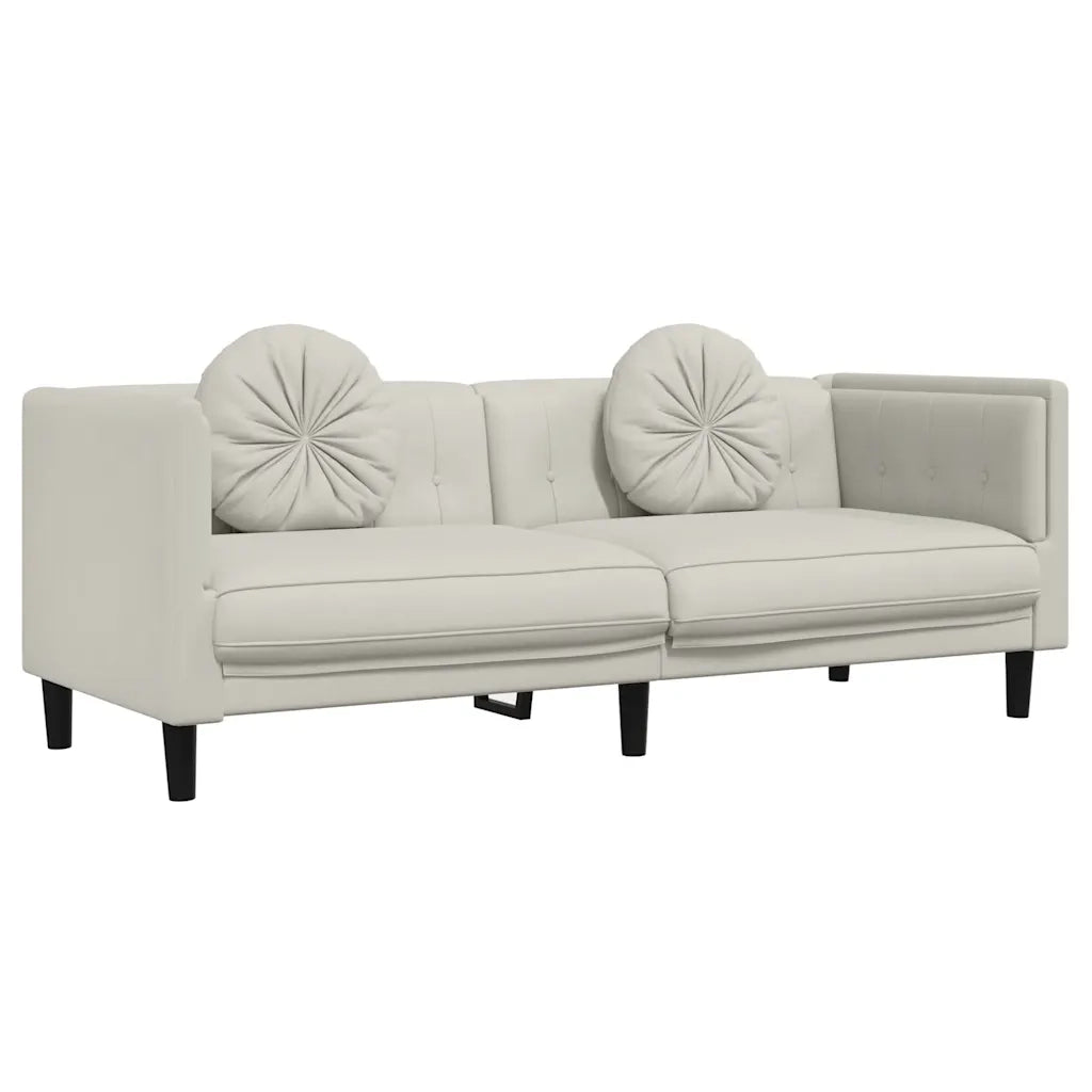 Set di Divani 3 pz con Cuscini Crema in Velluto 3209254