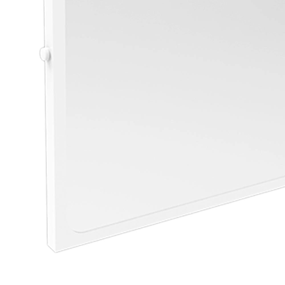 Specchio fisso con vetro antinfortunistico rivestito in nylon bianco