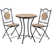 Set tavolo e 2 sedie in mosaico e ferro battuto nero, tavolo: P60x75h - sedia/e: P38x46-90h
