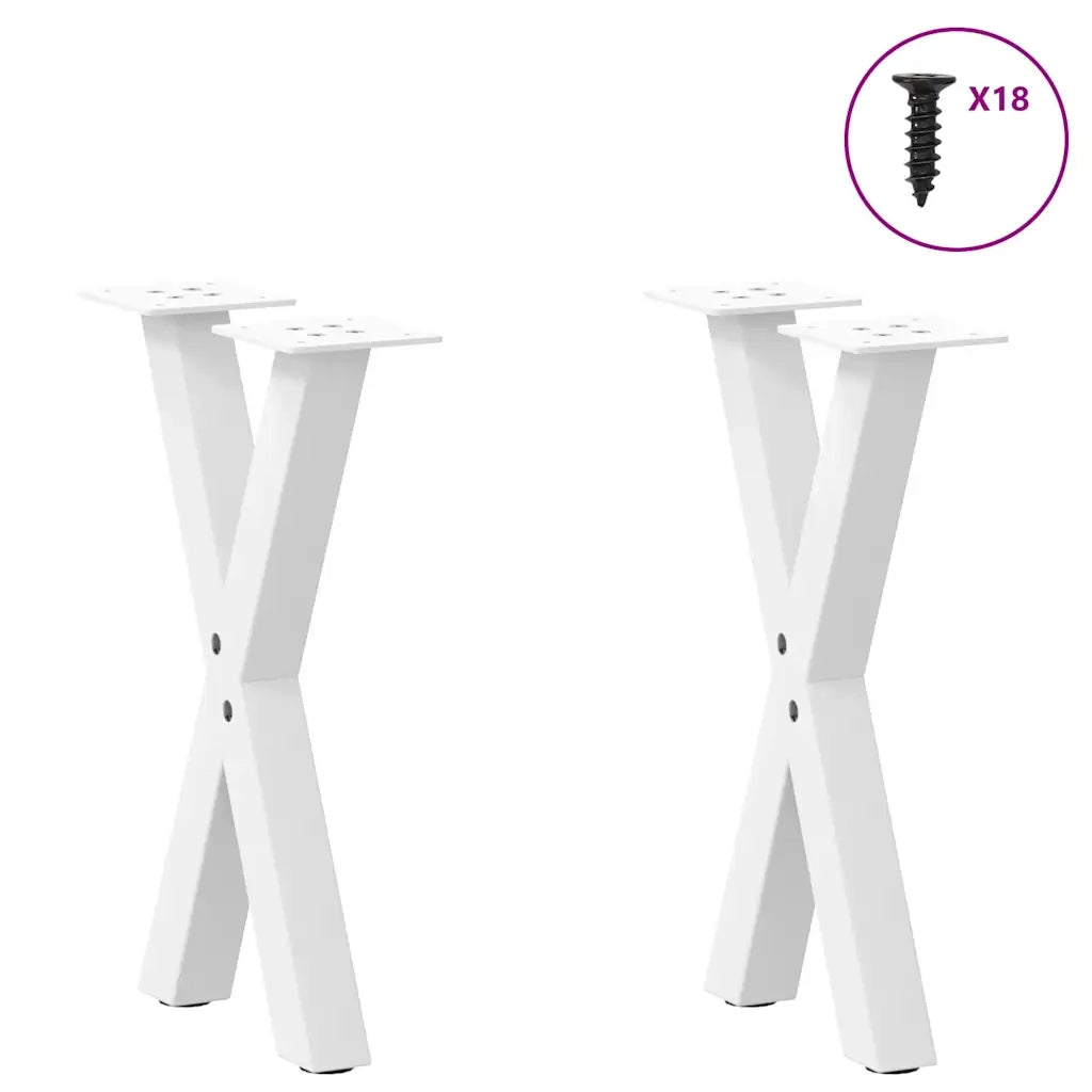 vidaXL Gambe per Tavolino da Caffè a Forma di X 2 pz Bianche 38x(42-43) cm Acciaio