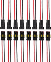 Set di Connessioni Elettriche Auto Acqua-Resistenti 8 pezzi con Cavi 16 AWG - Kit di Connessioni Elettriche per Auto e Camion - Set di Connessioni Elettriche con Fermo Chiusura