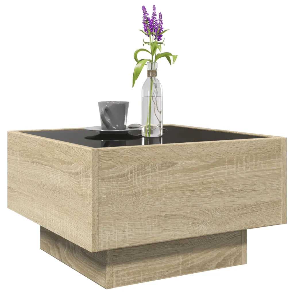 Tavolino Salotto con LED Rovere Sonoma 50x50x30 cm Multistrato