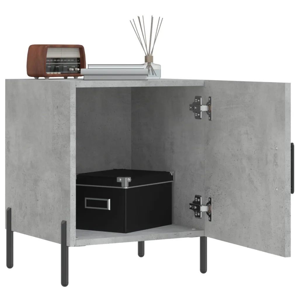 Comodino | Armadio da Notte | Mobiletto da notte Grigio Cemento 40x40x50 cm in Legno Multistrato