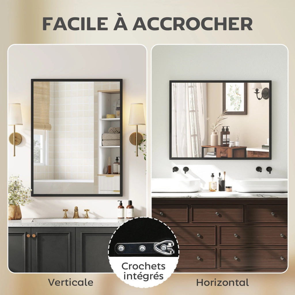 Specchio da parete rettangolare ¨C Xylo ¨C cornice legno nero 90x70 cm