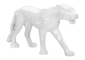 Statua Pantera 70x32,5x18 cm in Poliresina Bianco