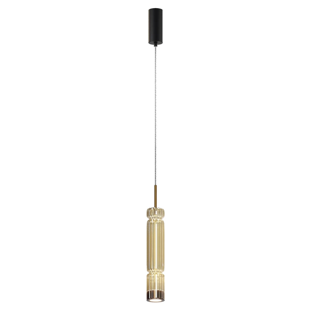 Maytoni Lampadario moderno Ordo 1 luce LED integrato nero metallo vetro