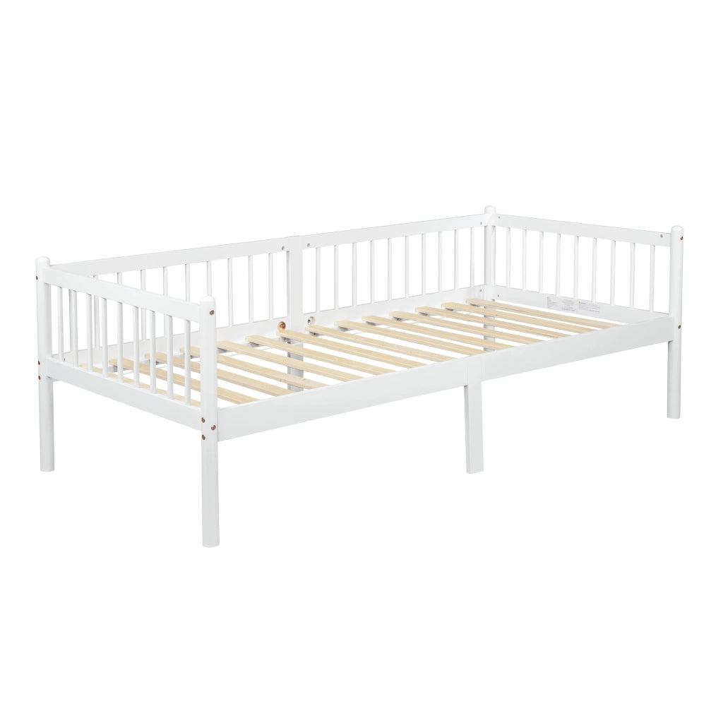 LETTO DA GIORNO 90x200 cm In legno di pino bianco con sponde laterali