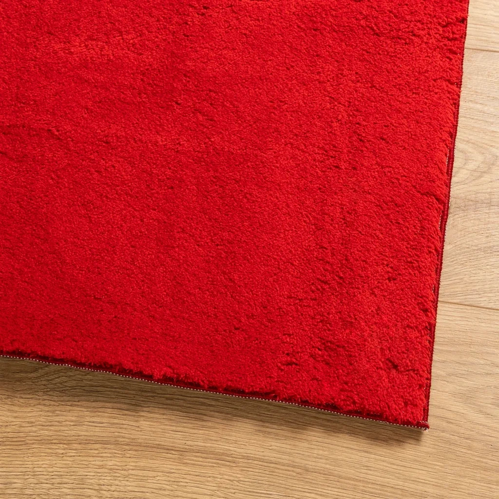 Tappeto a Pelo Corto HUARTE Morbido e Lavabile Rosso 160x160cm 375173