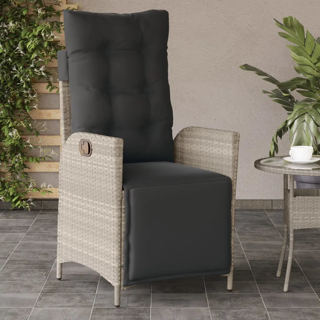 Sedia Reclinabile Giardino Poggiapiedi Grigio Chiaro Polyrattan 365286