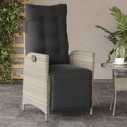 Sedia Reclinabile Giardino Poggiapiedi Grigio Chiaro Polyrattan 365286