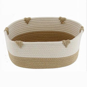 Trade Shop - Cesto Porta Biancheria Bicolore In Tessuto Intrecciato Cestino 30x22x14 Cm 10660 -