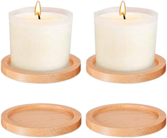 Bordi per candele di benedizione - multifunzionali - 4 pezzi - a forma di cerchio - in legno - 8 cm