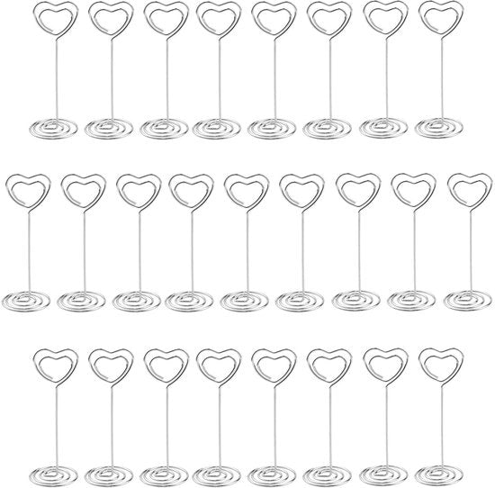 Clip per numerazione da tavolo - 25 pezzi - Sostegno per foto - Sostegno per carta - Clip a forma di cuore - Design standard - Materiale di alta qualità