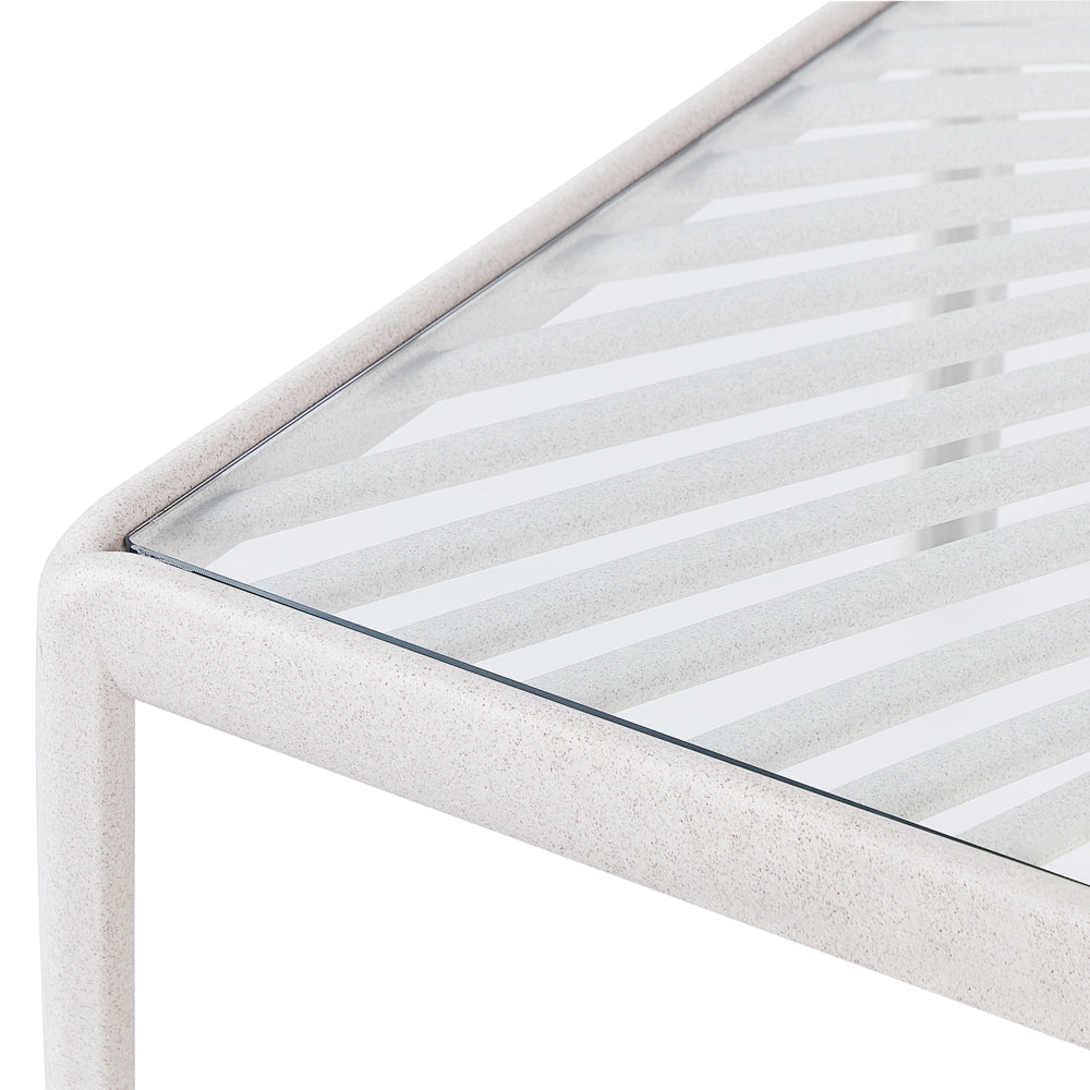 Tavolino da giardino Beige chiaro Struttura sintetica 69 x 69 cm Stile moderno per esterni