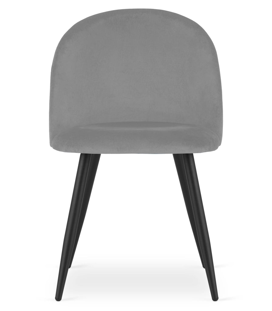 Valora Bello Chair, velluto grigio chiaro, gambe nere, set da 3