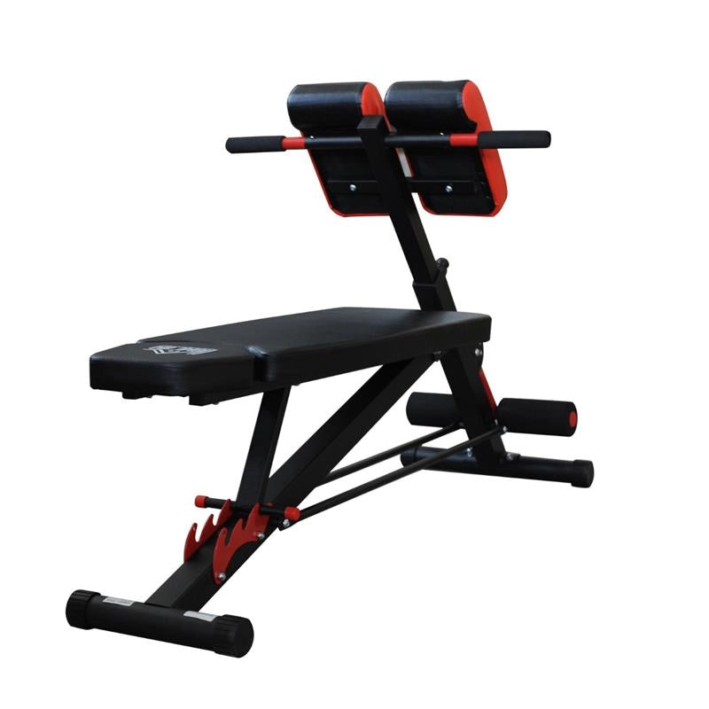 PANCA MULTIFUNZIONALE REGOLABILE PER ALLENAMENTO GAMBE ADDOME E GLUTEI NERO E ROSSO
