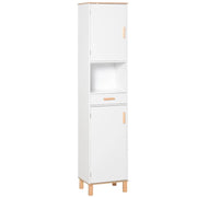 MOBILE SALVASPAZIO BAGNO IN LEGNO BIANCO, MOBILE A COLONNA CON ARMADIETTI E CASSETTO 39X30X180CM