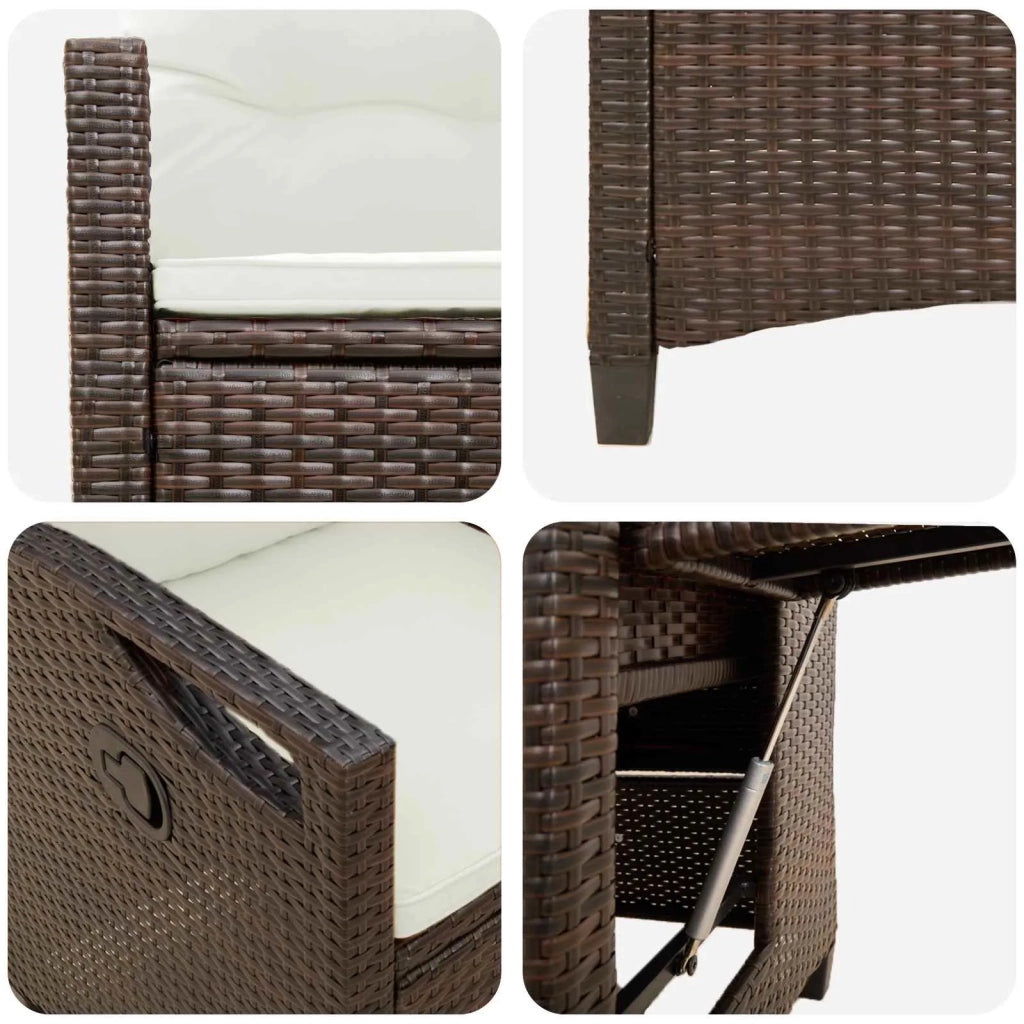 Sedia da Giardino | Sedie da Esterno reclinabile Marrone e Crema 56 x 60 x 112 cm