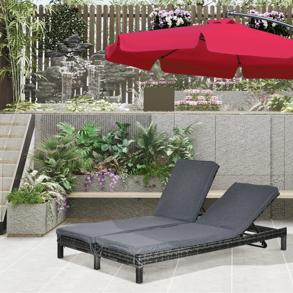 Lettino da giardino in polyrattan per 2 persone ¨C zephmum ¨C 196x120x28 cm