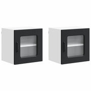 Set di 2 pratici pensili da cucina 40 x 31 x 40 cm in legno composito nero 02_0053516