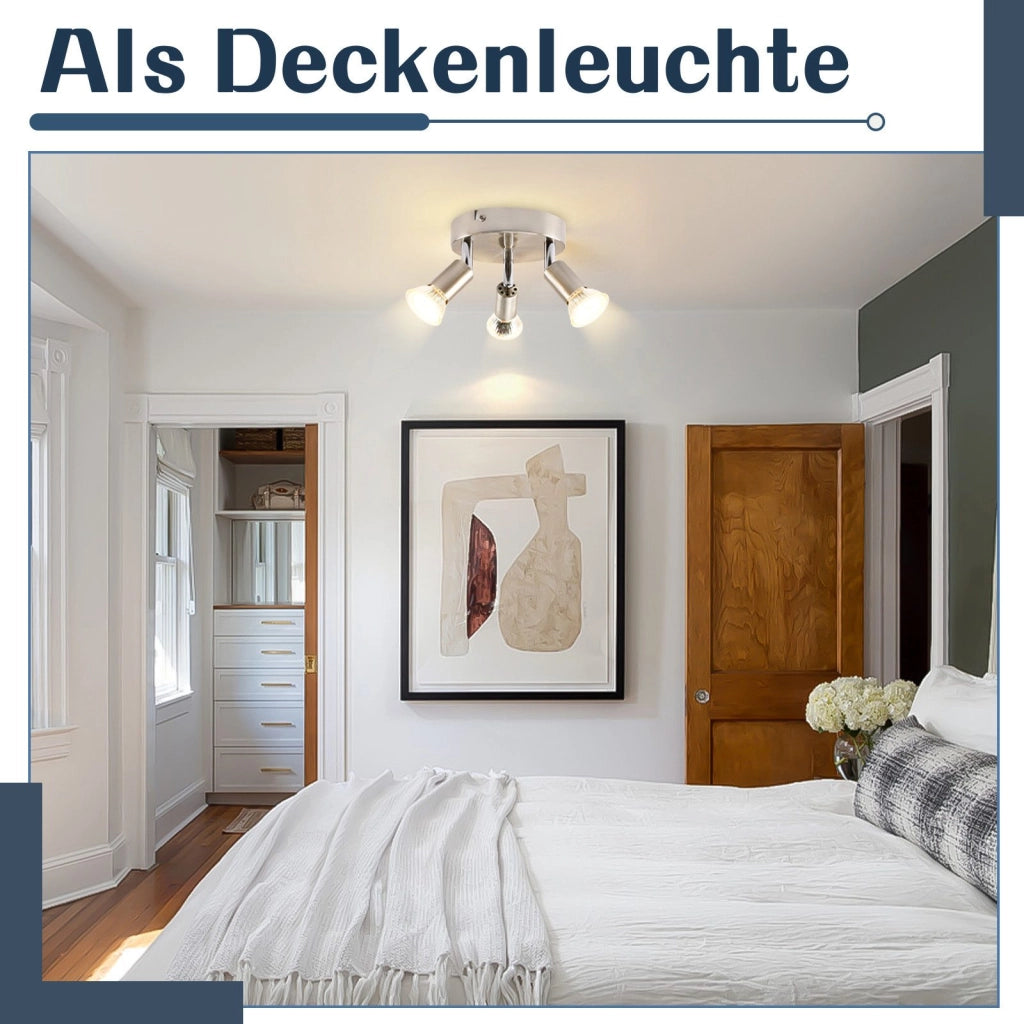ZMH Faretto da soffitto  cromati 3 luci GU10 moderni rotondi orientabili 350° per camera letto soggiorno senza lampadina