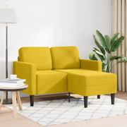 Divano 2 Posti con Chaise longue a L-Sofa 2 Posti con Chaise Giallo 125 cm Velluto