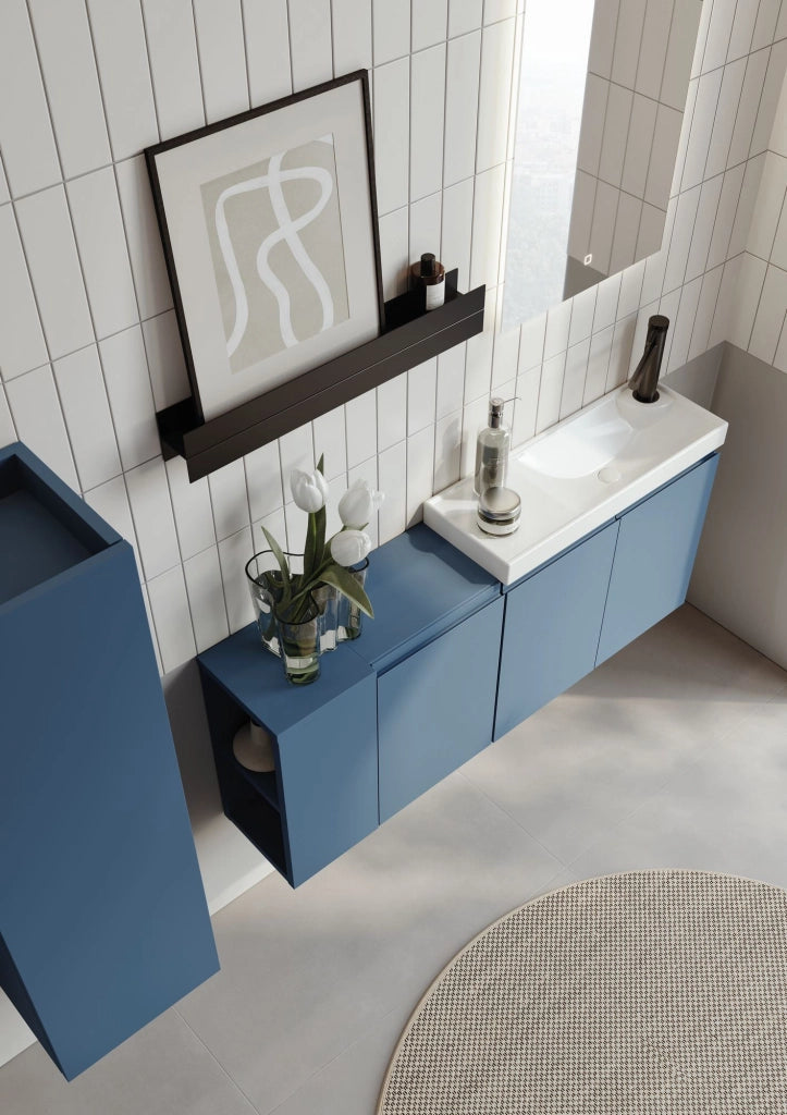 Mobile da bagno "Ferla 30" - 30 x 25 x 100 cm - Blu petrolio